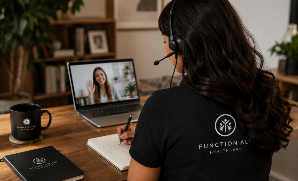 Stella Barker, Director and co-founder of FunctionALL Healthcare, supporting the delivery of telehealth occupational therapy services online.