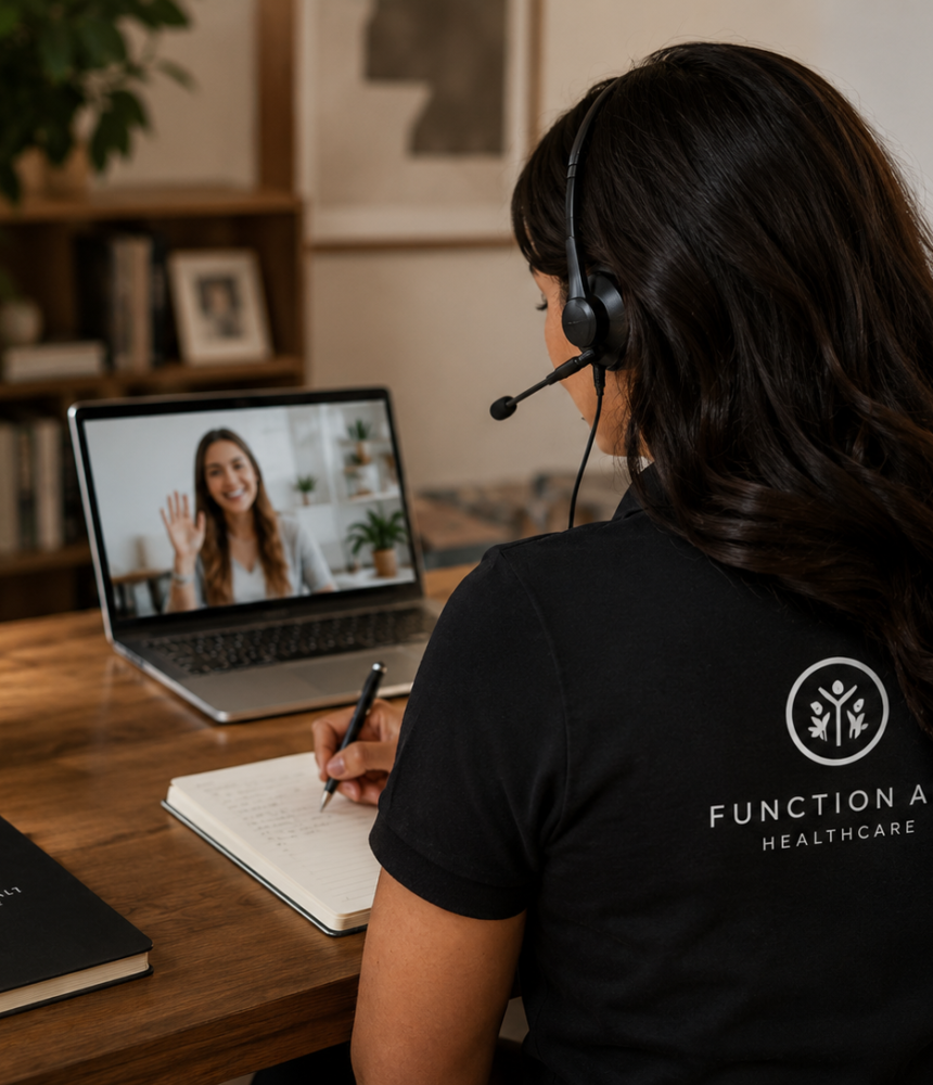 Stella Barker, Director and co-founder of FunctionALL Healthcare, supporting the delivery of telehealth occupational therapy services online.